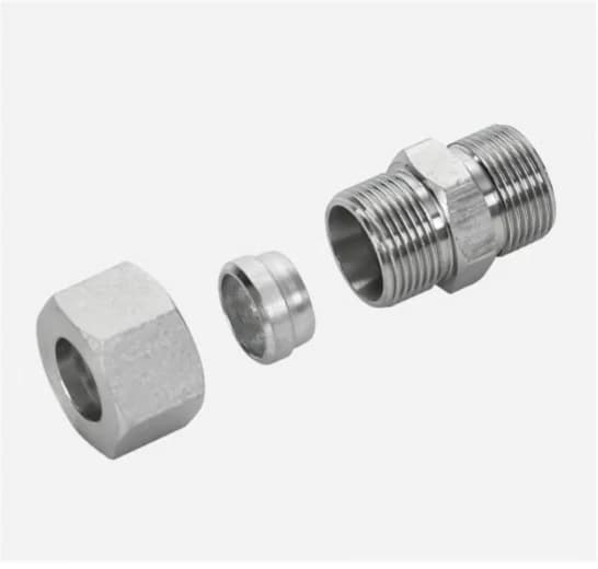 1C-RN Straight Metric Male 24° Cone to NPT Male (Pre-assembled with Nut and Cutting Ring)